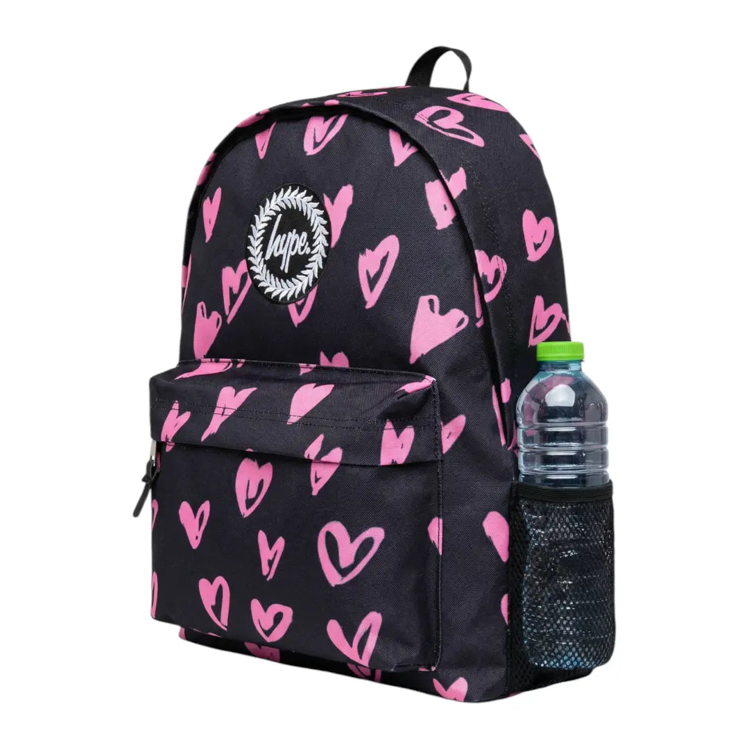 Black Pink Scribble Heart Backpack HYPE