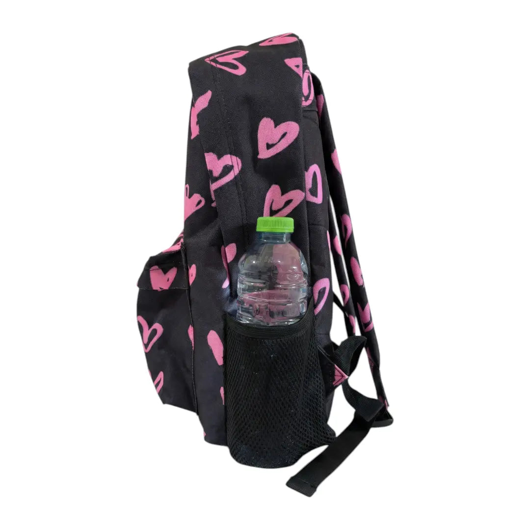 Black Pink Scribble Heart Backpack HYPE
