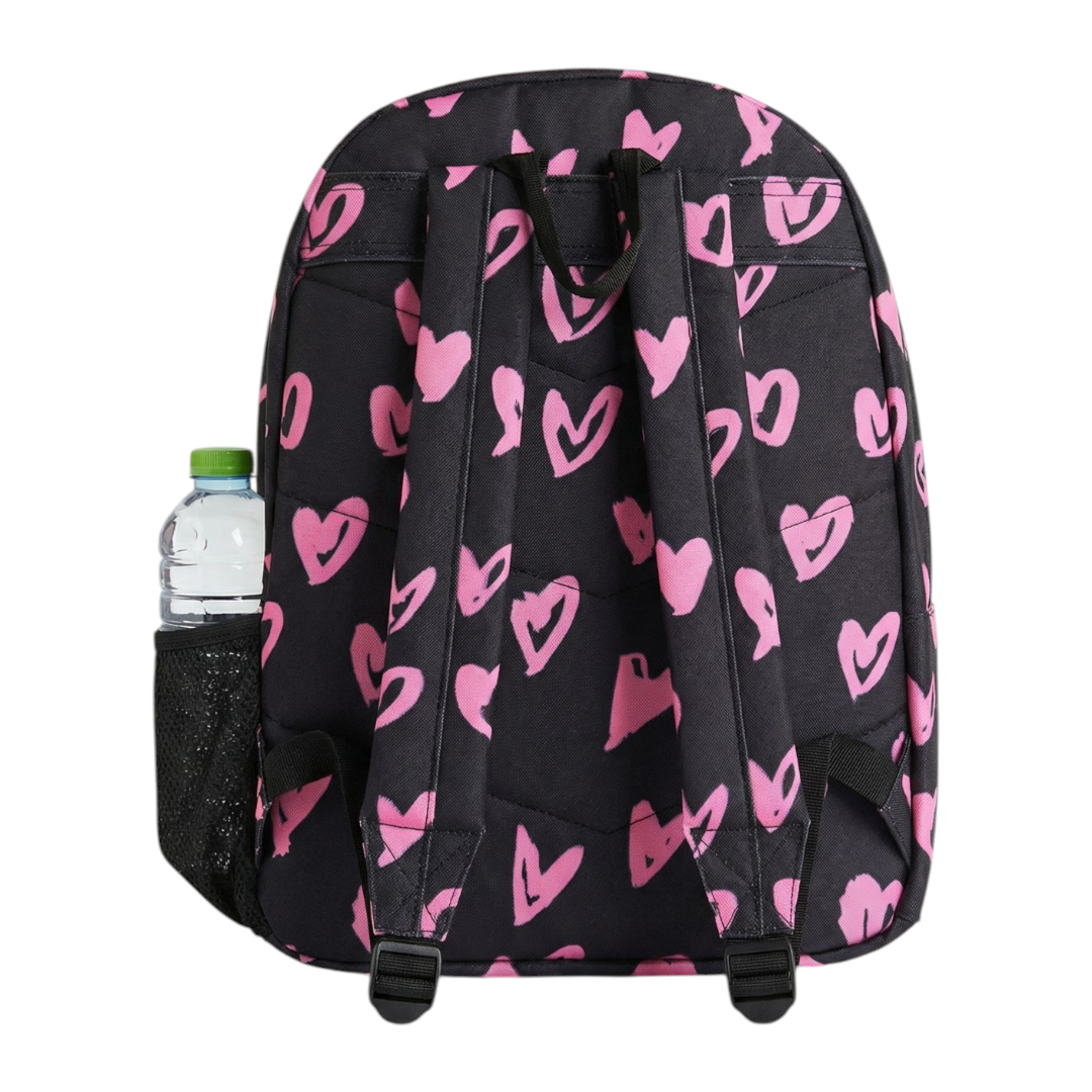 Black Pink Scribble Heart Backpack