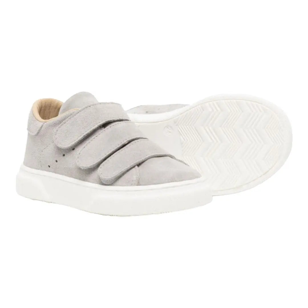 Three Velcro Strap Leather Sneakers - Grey BABYWALKER