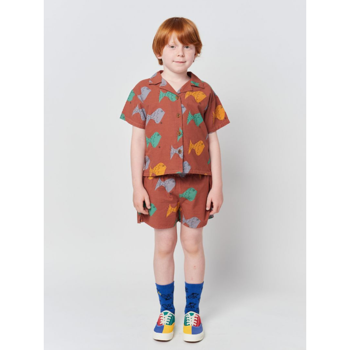 Multicolor Fish all over woven shirt