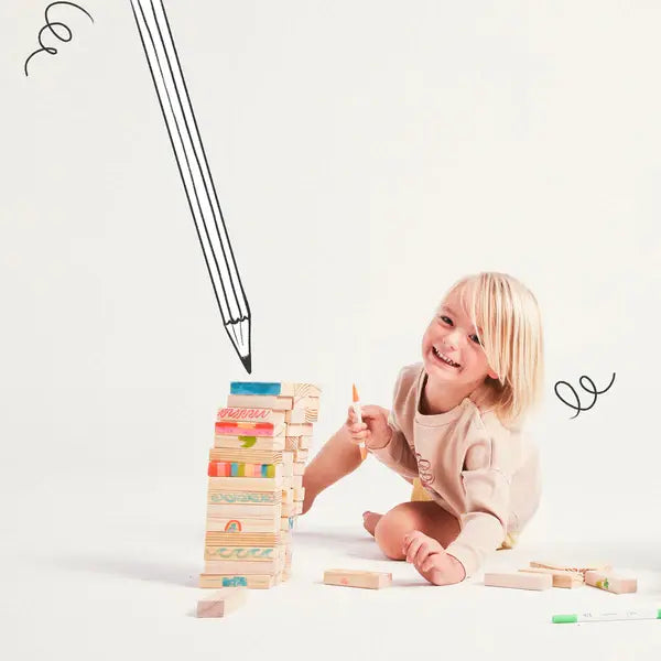 Colour-In Jumbling Tower Set Majorelle SUNNYLIFE AUSTRALIA