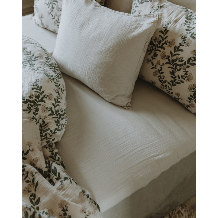 Sand Muslin Fitted Sheet Double