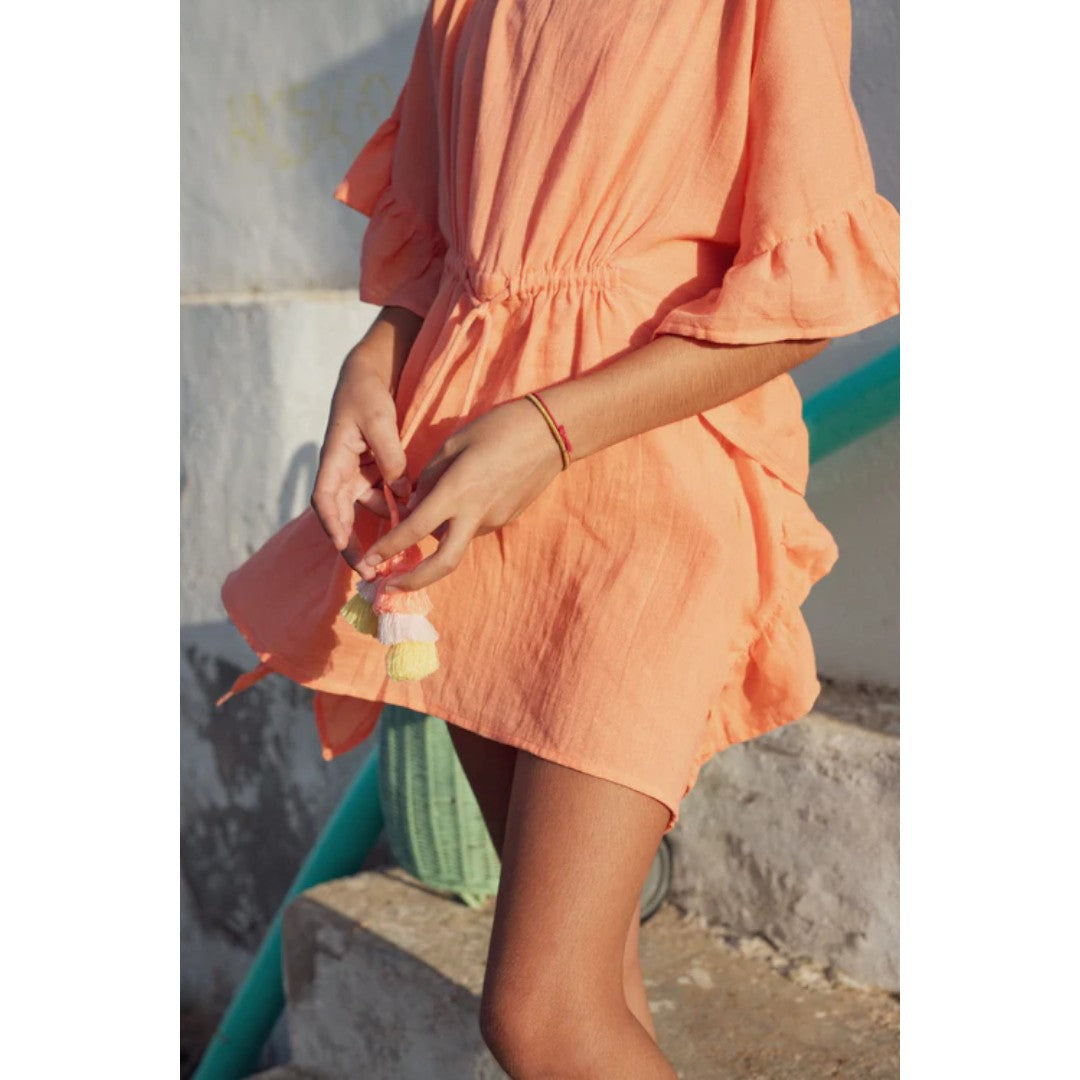 Lea Girls Swim Coverup - Neon Coral