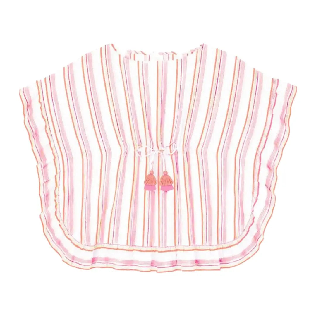 Bahia Shiny Stripe Swim Cover Up - Pink, Orange & Gold LISON PARIS