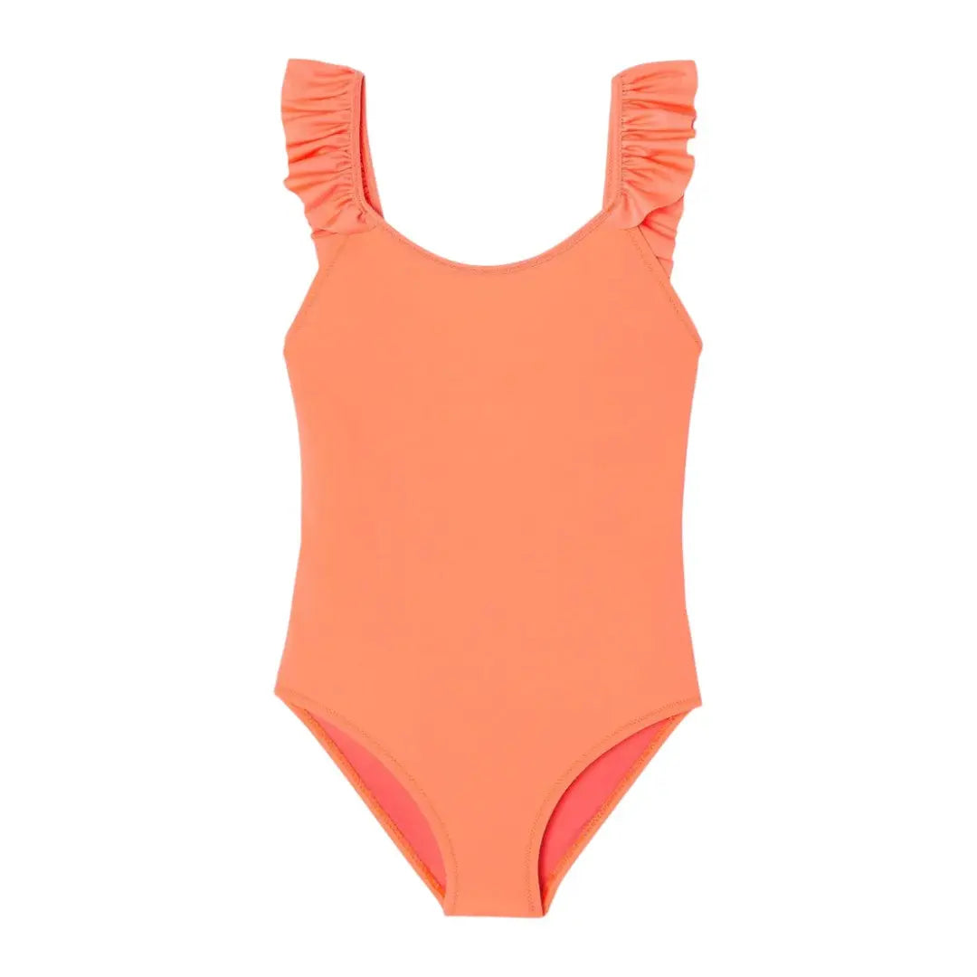 Bora Bora One Piece Swimsuit With Ruffles - Neon Coral LISON PARIS