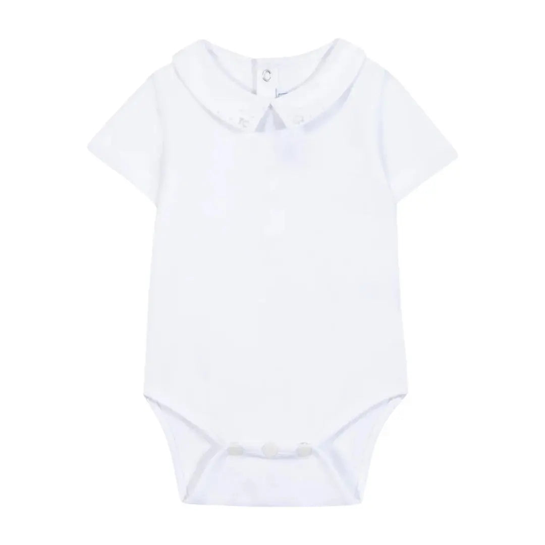 White Collared Onesie With TC Embroidery TARTINE ET CHOCOLAT