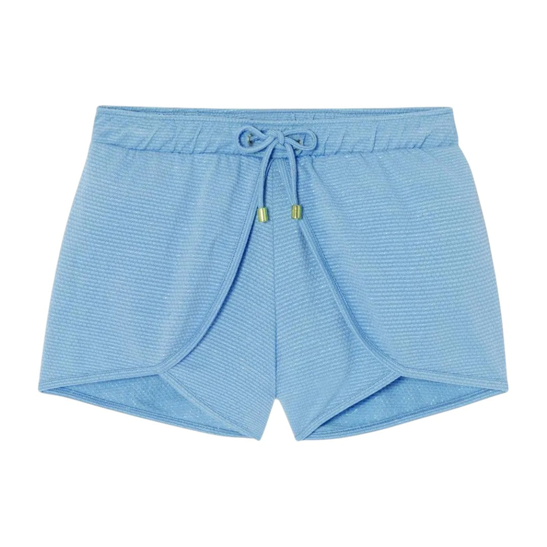 Bahamas One Piece Lurex Swimsuit & Shorts - Light Blue & Gold