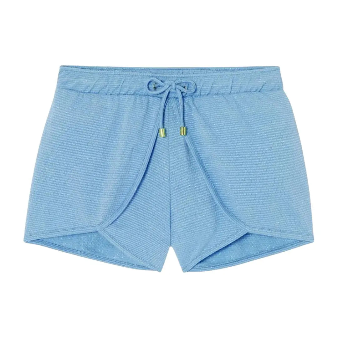 Bahamas One Piece Lurex Swimsuit & Shorts - Light Blue & Gold LISON PARIS