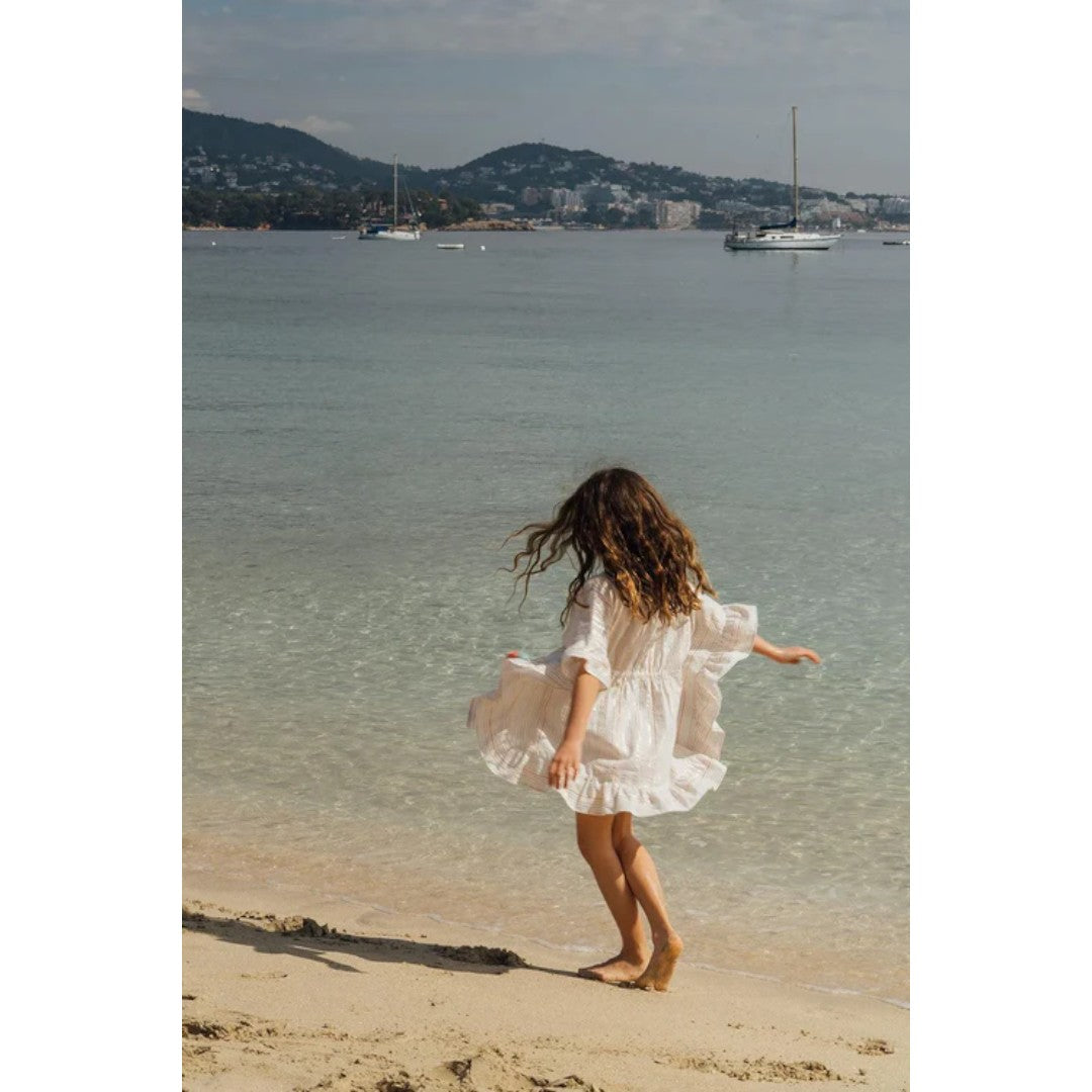 Gold & Pink Stripes Caftan Swim Cover Up