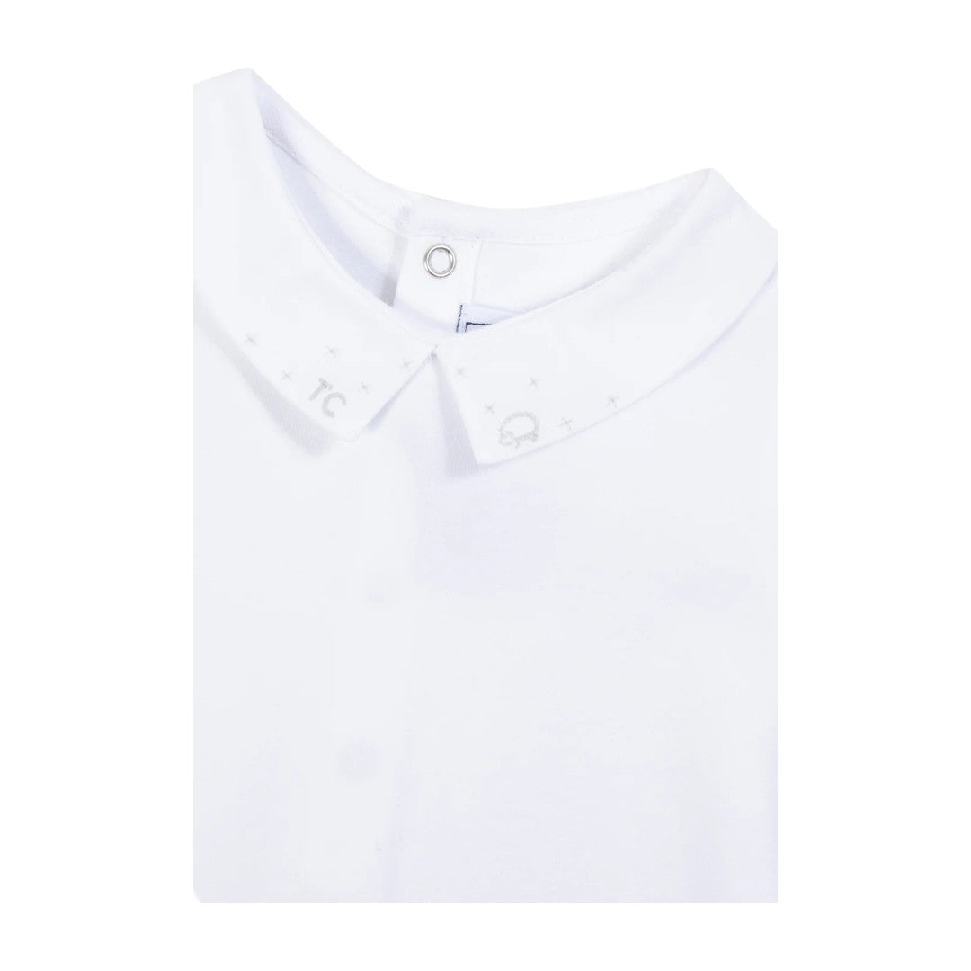 White Collared Onesie With TC Embroidery
