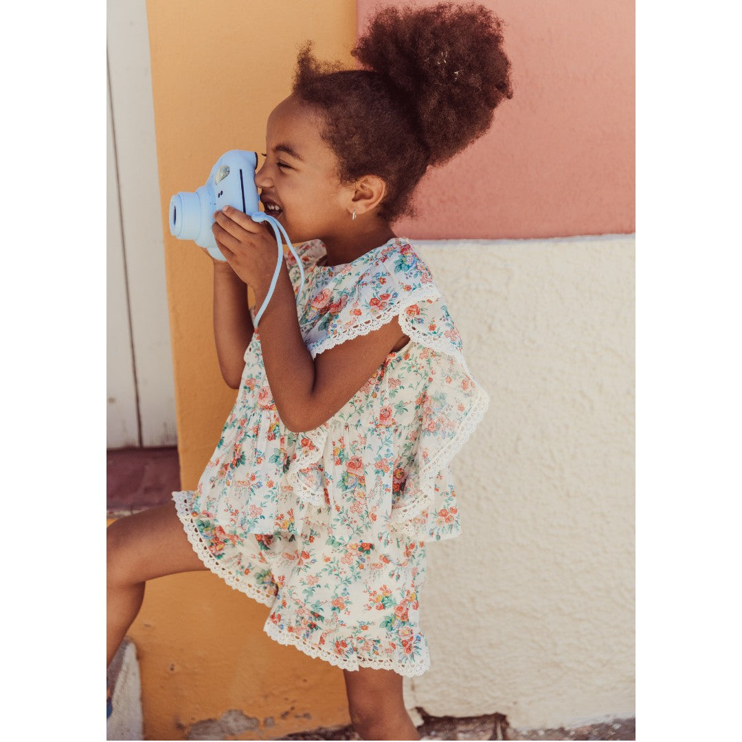 Floral Cream Roses Blouses & Shorts