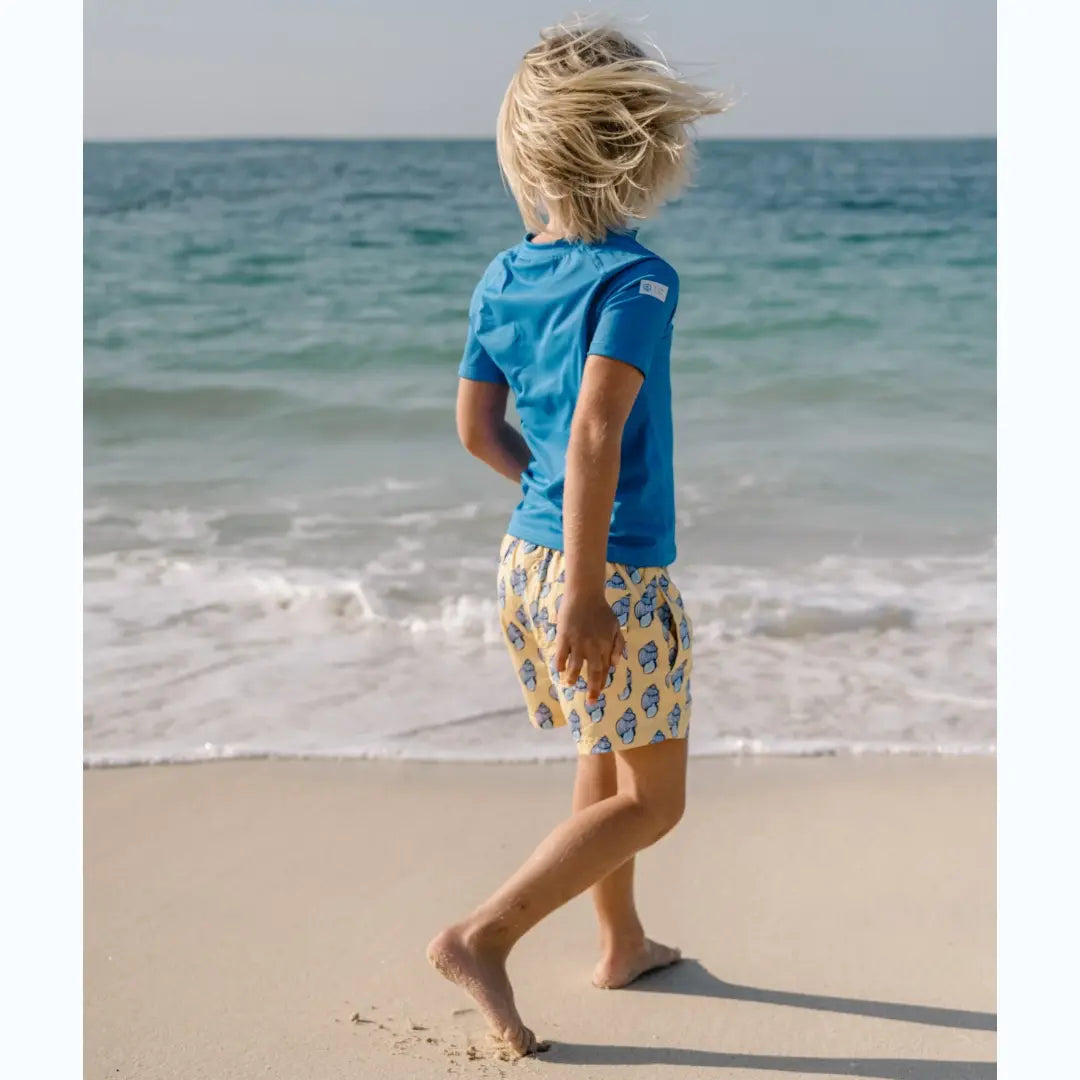 Boys UV Protection Swim Shirt – Mediterranean Blue BADAWII SWIMWEAR