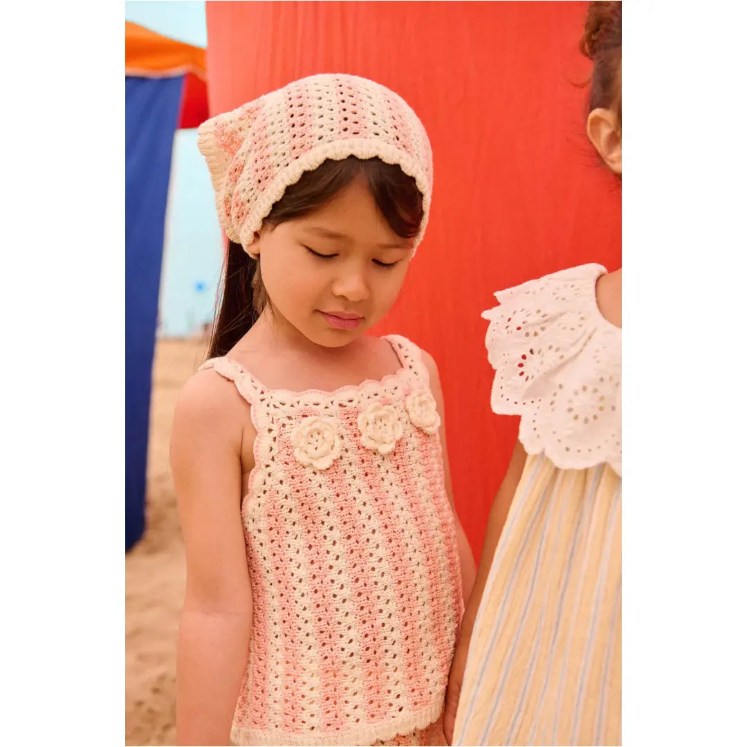 Larya Knit Top & Mekylane Pink Striped Shorts Set for Girls LOUISE MISHA