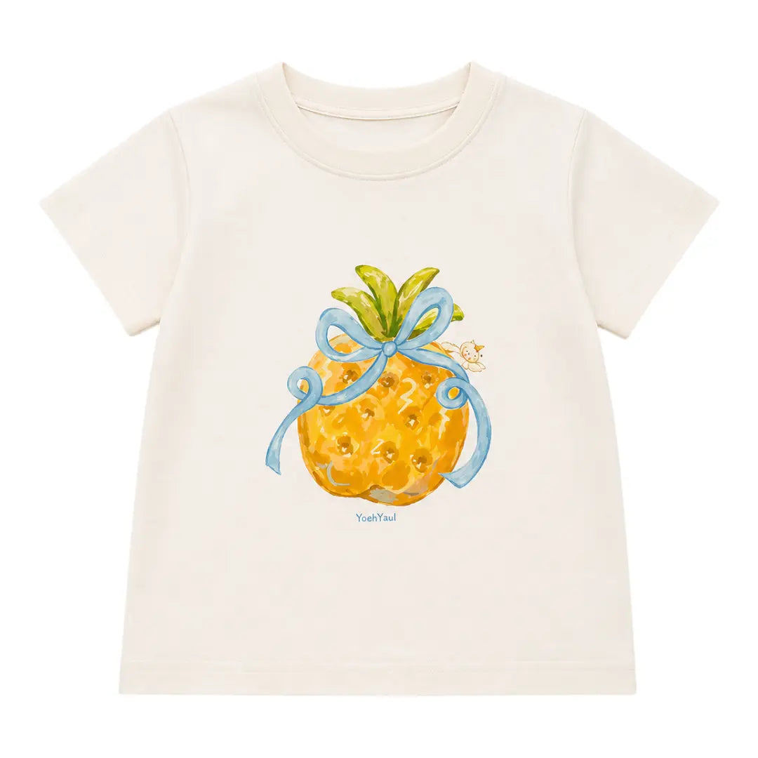Girls White Pineapple Graphic T-Shirt Sol Vera