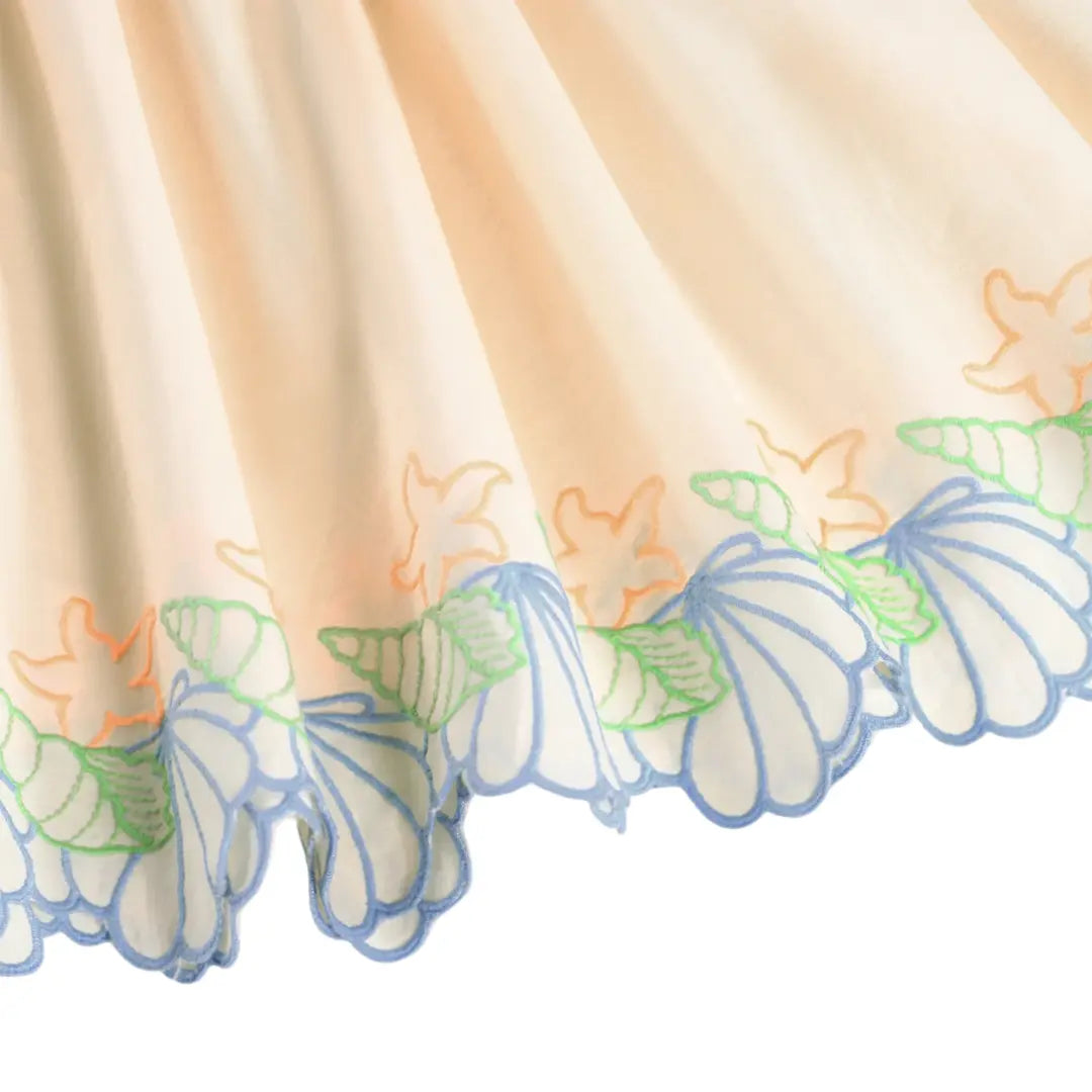 Girls Pearled Ivory One-Shoulder Dress Molo