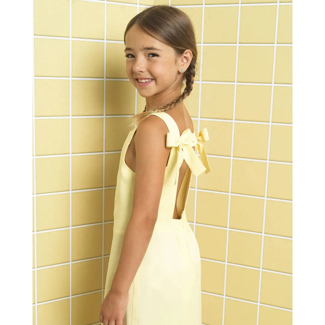 Girls Sunshine Tencel & Linen Jumpsuit with Side Bows YELL OH!
