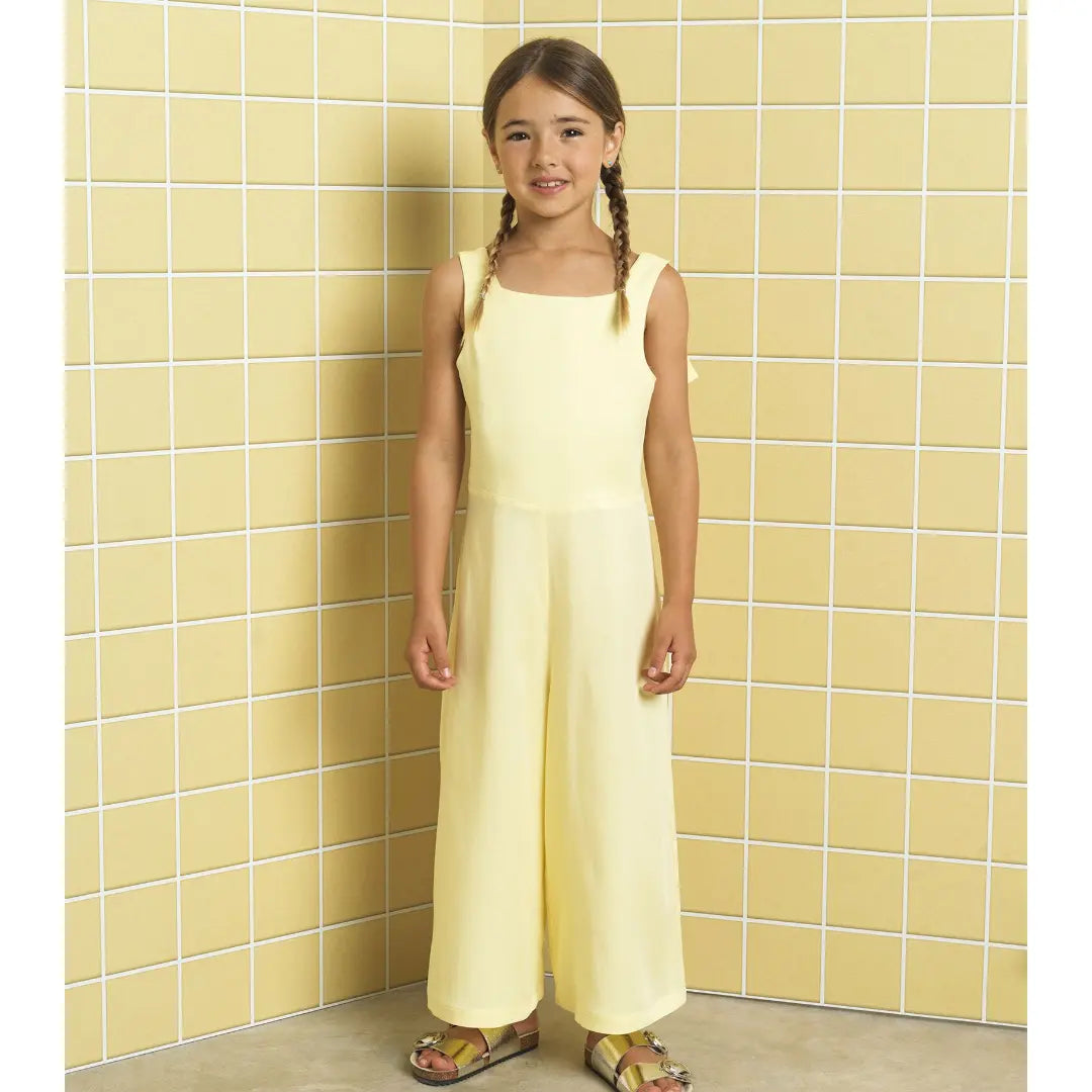Girls Sunshine Tencel & Linen Jumpsuit with Side Bows YELL OH!