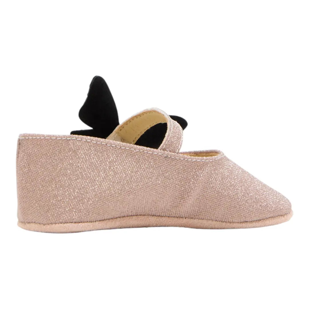 BabyWalker Dusty Pink Glitter Baby Girls Ballerina Shoes with Butterfly BABYWALKER