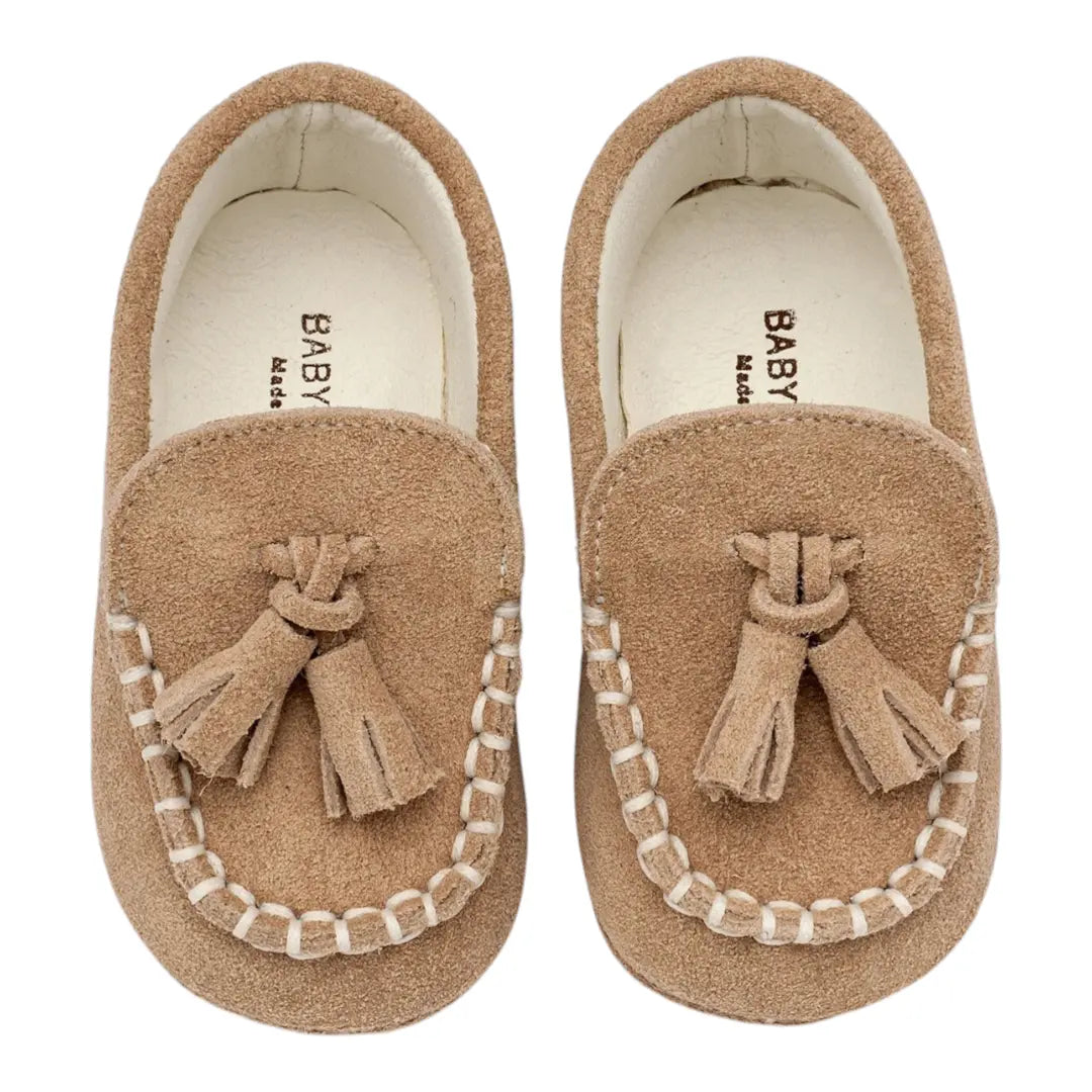 BabyWalker Beige Leather Christening Baby Loafers BABYWALKER