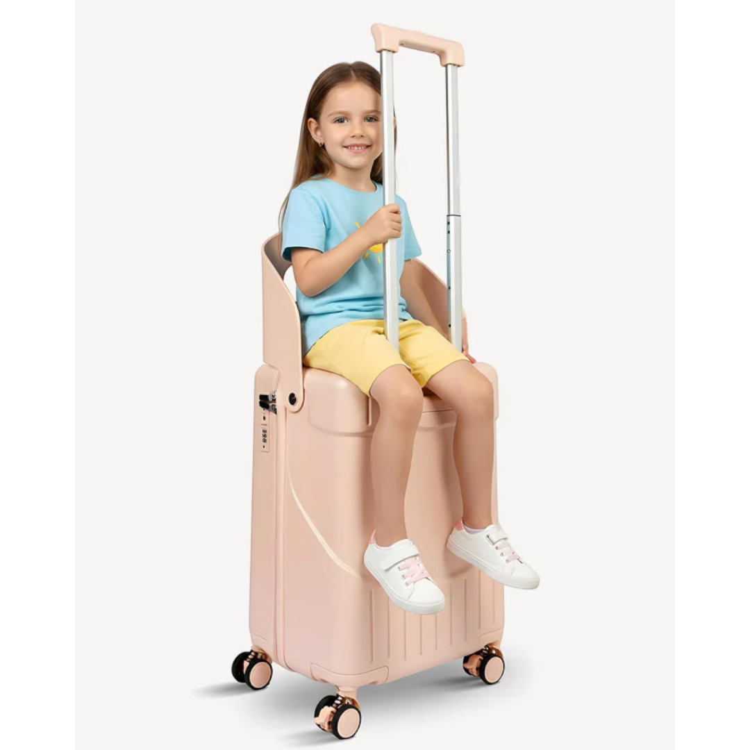 KarryOn 20" Ride-On Luggage with Kids Seat - Pink