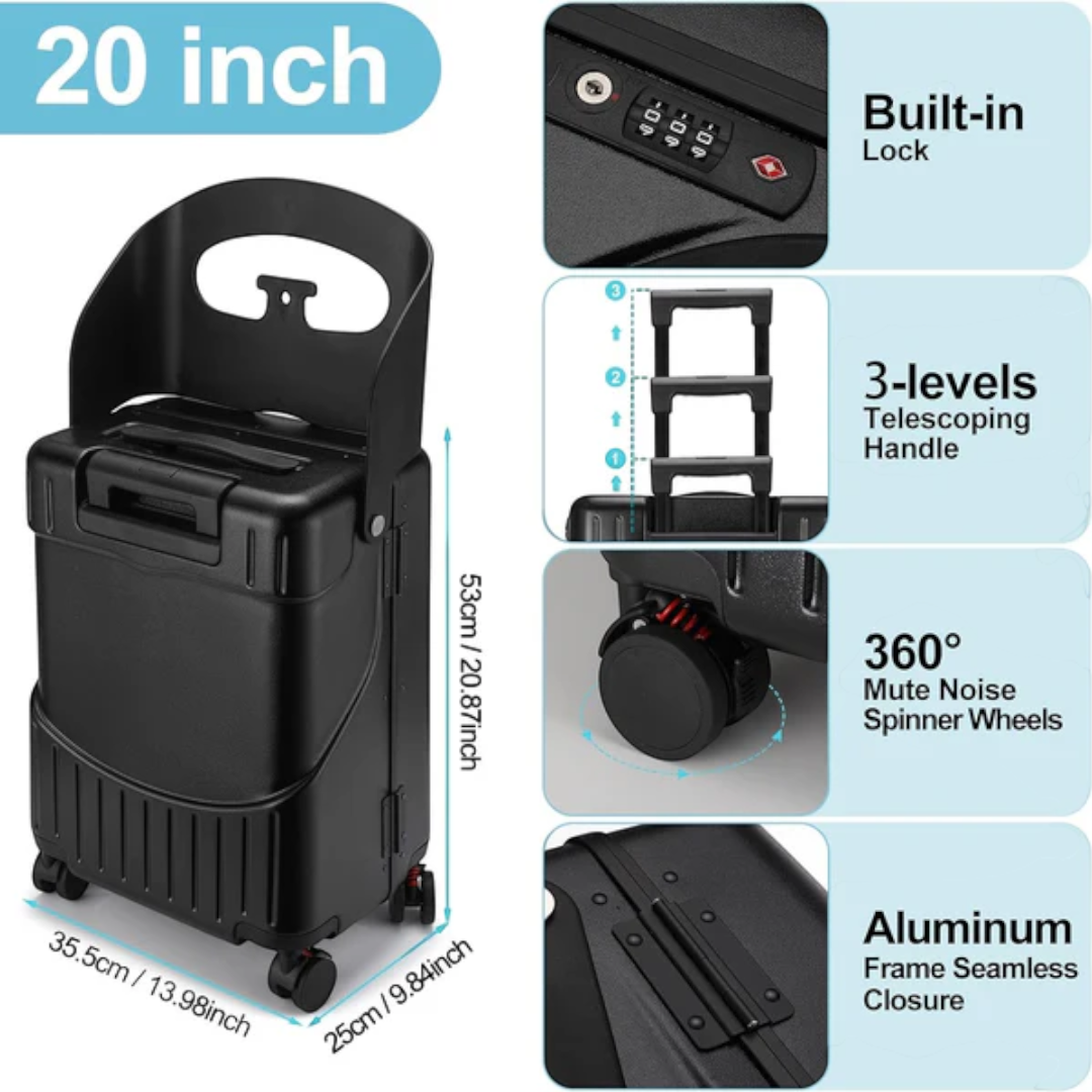 KarryOn 20" Ride-On Luggage with Kids Seat - Black