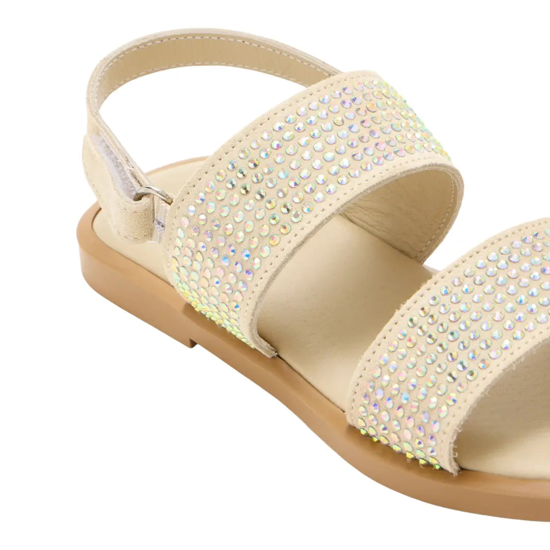 Beige Crystal Embellished Girls Sandals BABYWALKER