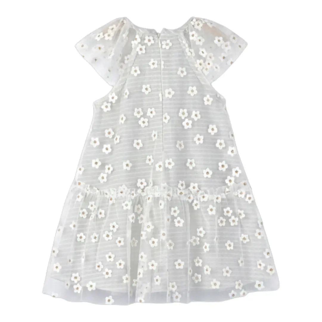 Girls Striped Daisies Cotton Dress with Tulle Details YELL OH!