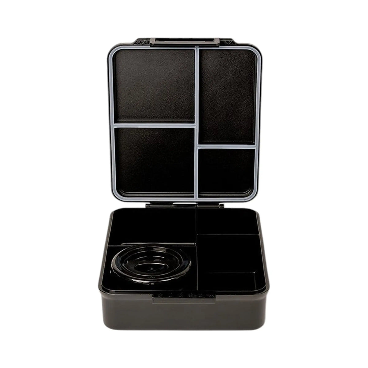 Lil Bunnies - The Collective black gaming lunchbox with four compartments and a circular insulated food jar insert
