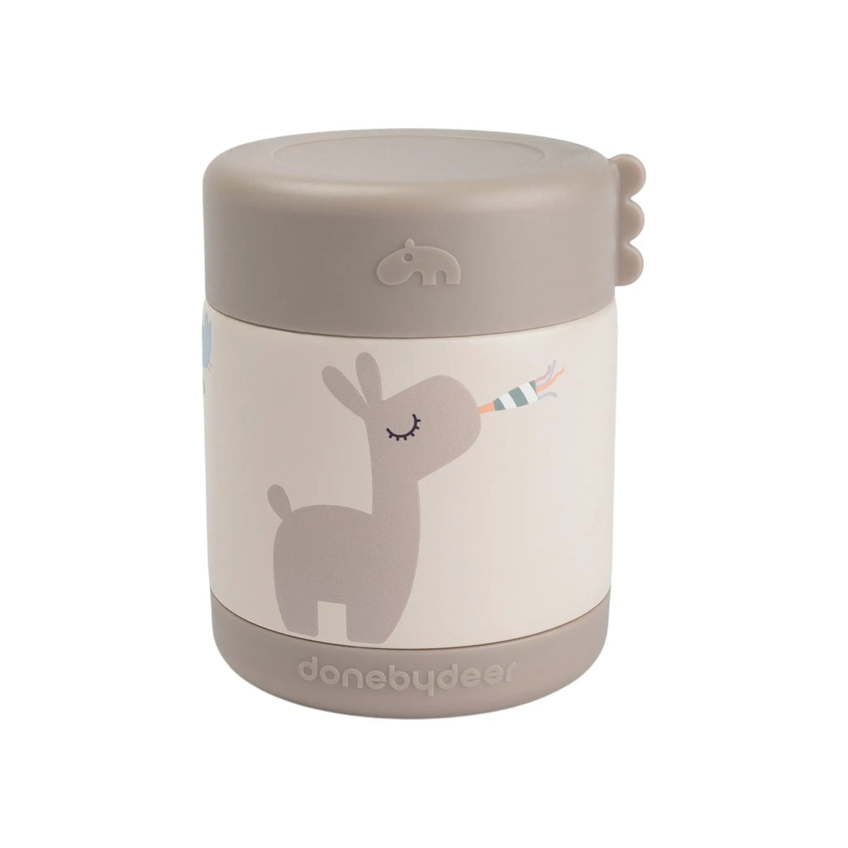 Lil Bunnies - The Collective insulated food jar in sand colour featuring a cute llama print and secure lid