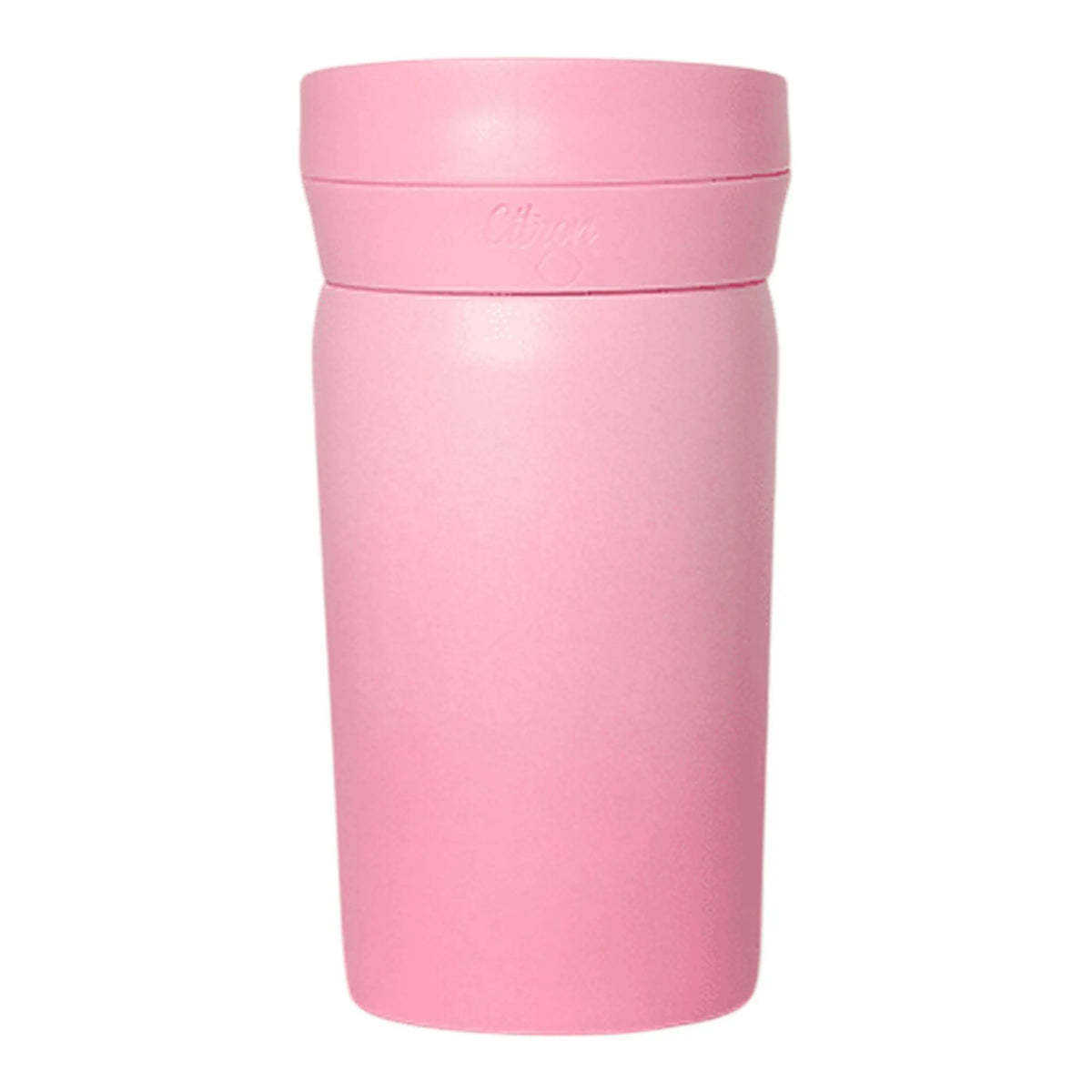 Lil Bunnies - The Collective 320ml Pink Glowup coffee mug with a sleek, minimalist design and matching lid.