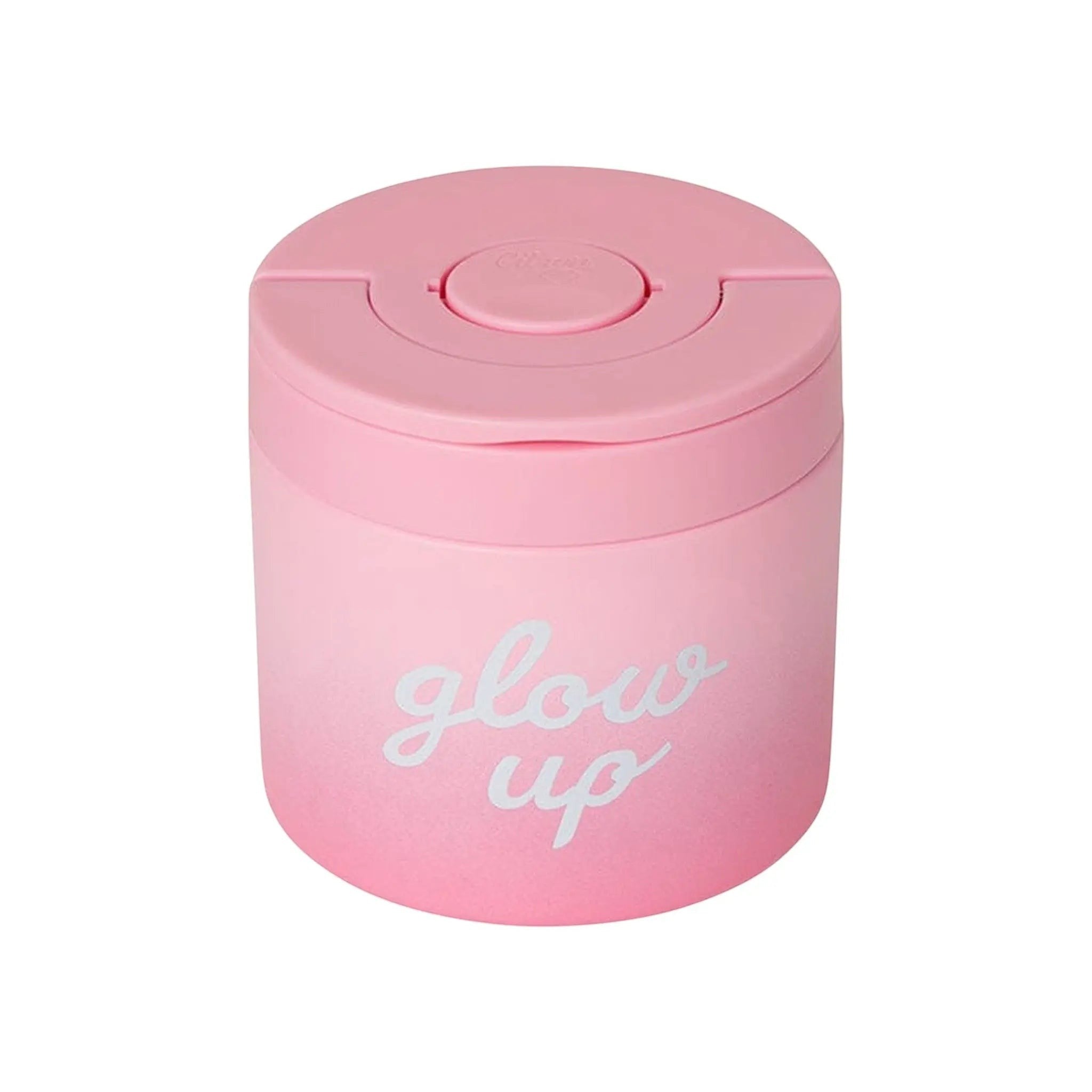 Lil Bunnies - The Collective 350ml insulated stainless steel food jar in pink ombre with glow up text