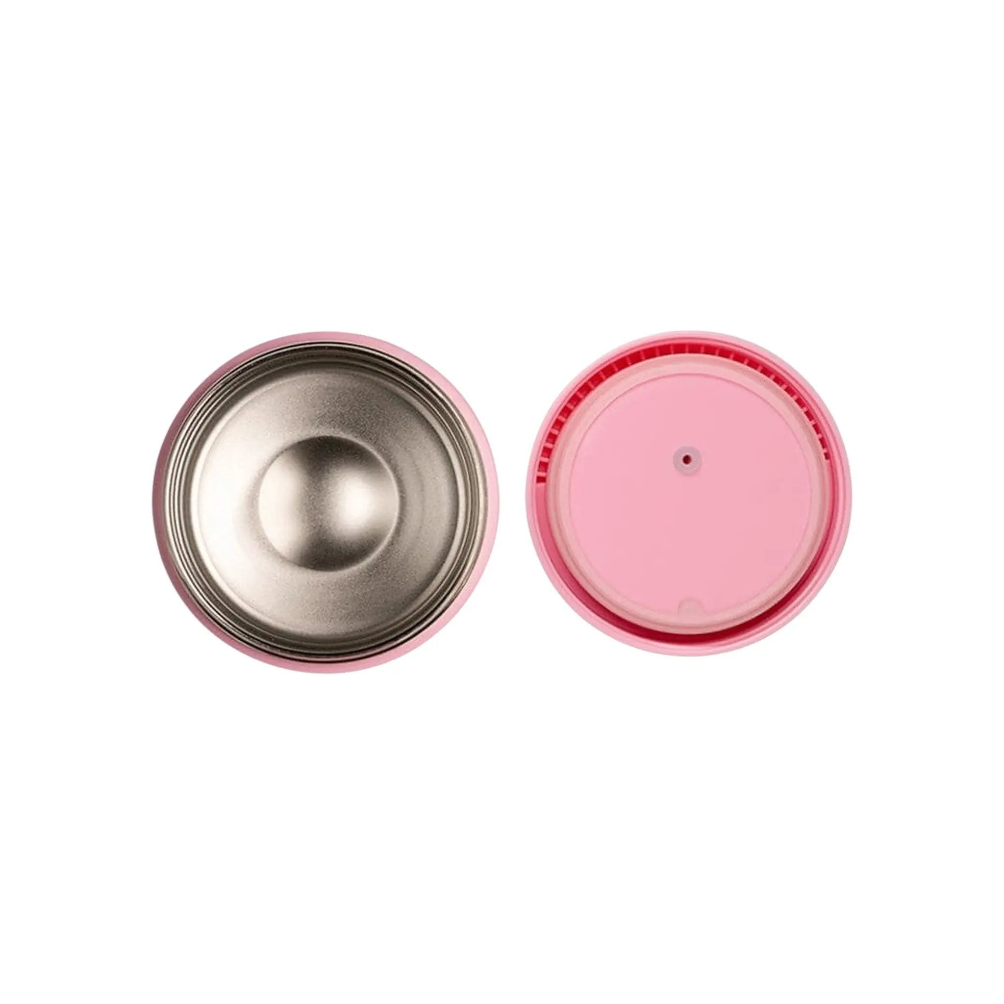 Lil Bunnies - The Collective pink insulated stainless steel food jar with lid removed, top view
