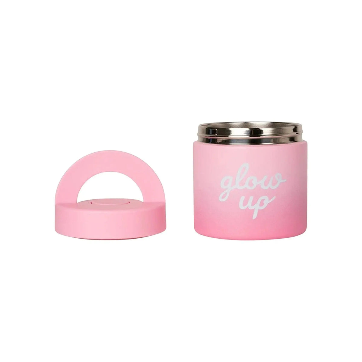 Lil Bunnies - The Collective 350ml insulated stainless steel food jar in pink with Glow Up text and matching lid
