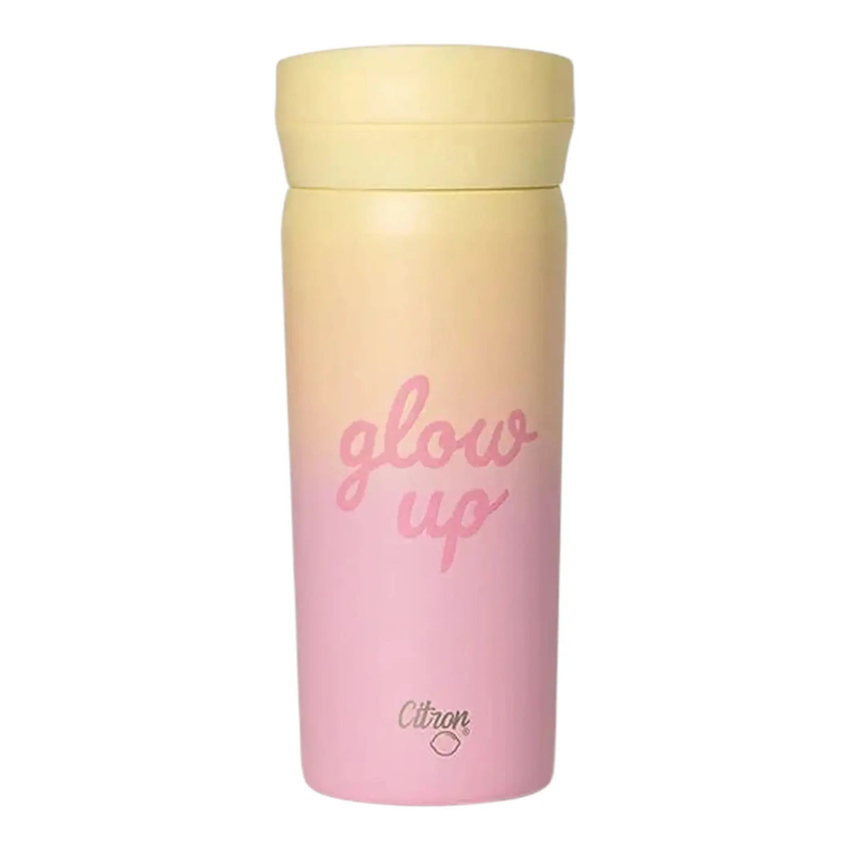 Lil Bunnies - The Collective 450ml coffee mug featuring a pink and yellow ombre design with glow up text
