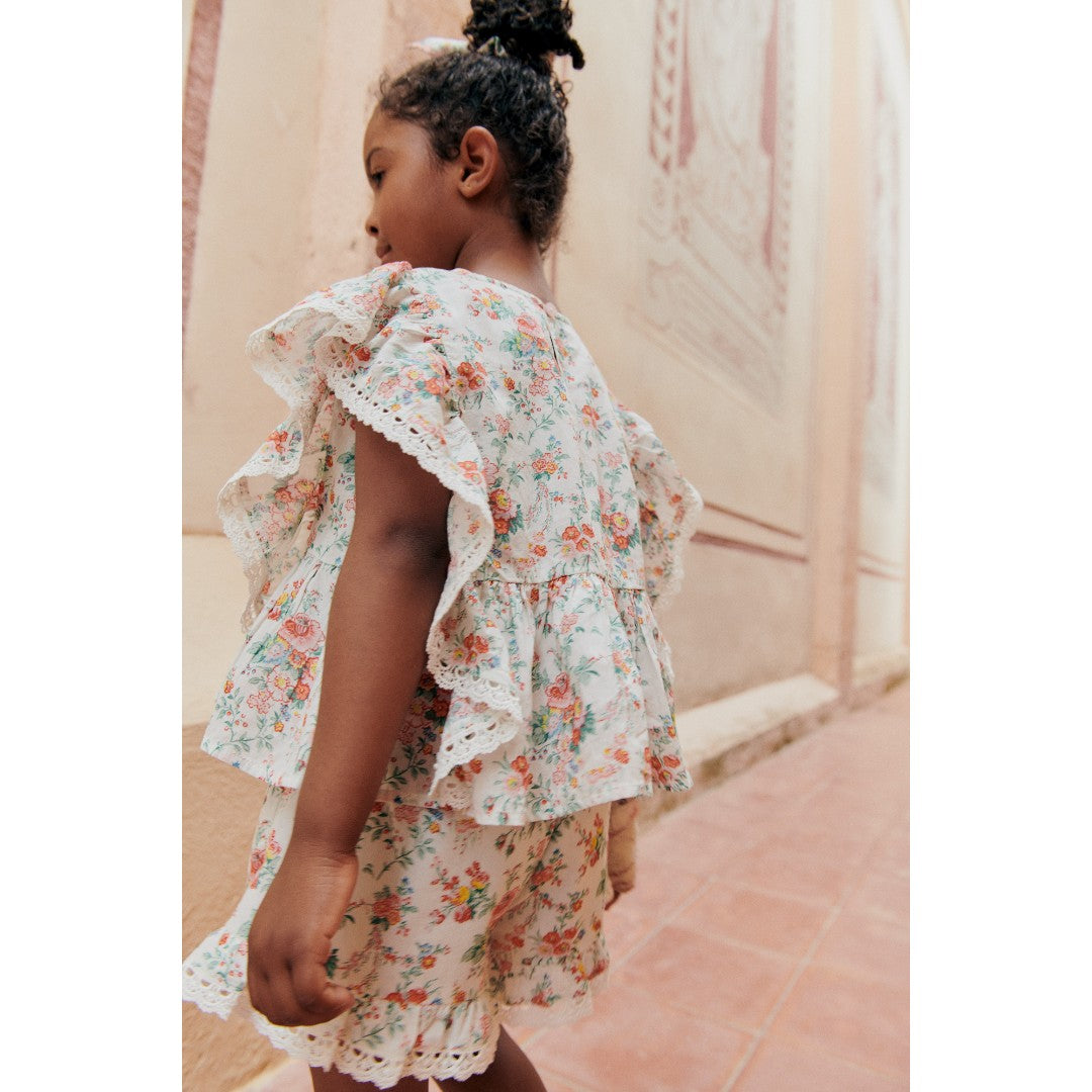 Floral Cream Roses Blouses & Shorts
