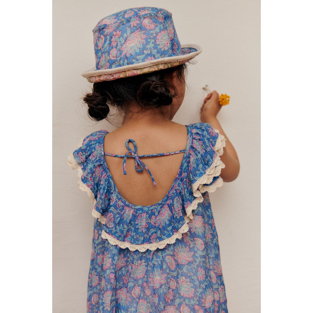 Blue Capri Floral Cotton Dress