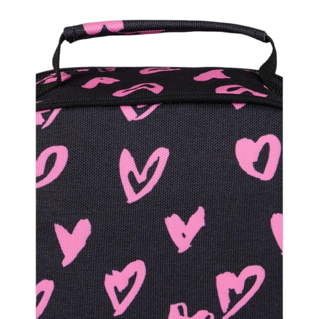 Black Pink Scribble Heart Lunch Bag
