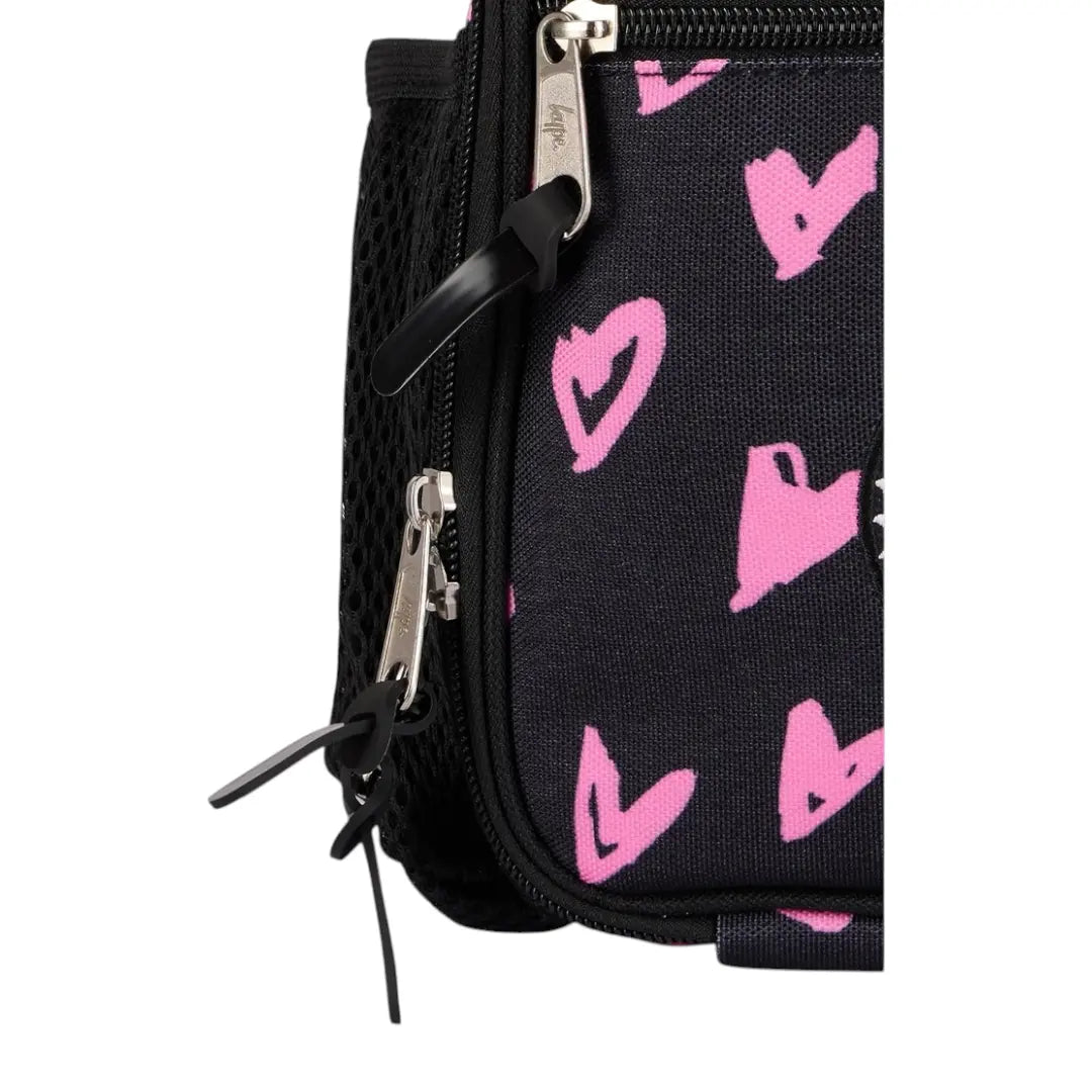 Black Pink Scribble Heart Lunch Bag HYPE