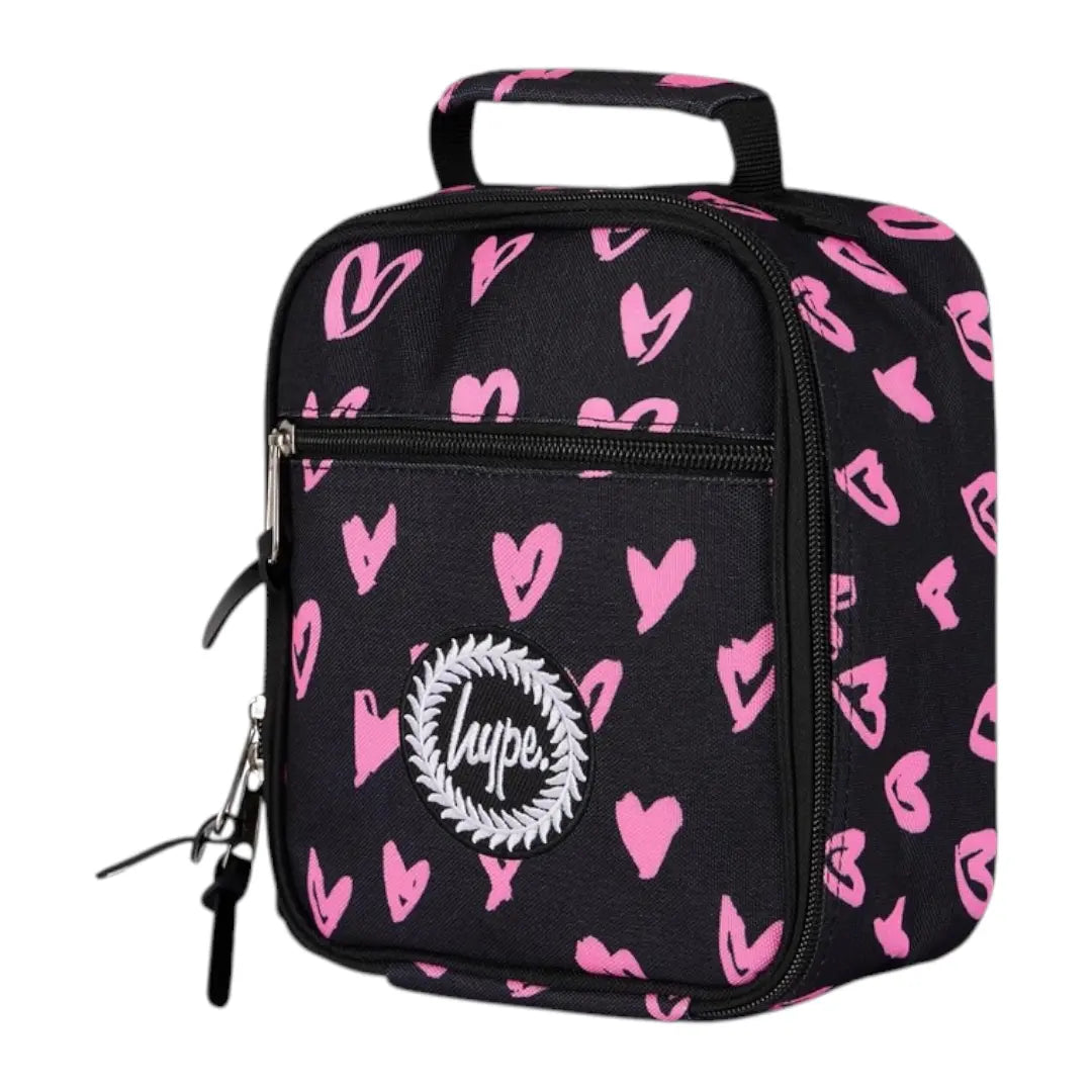 Black Pink Scribble Heart Lunch Bag HYPE