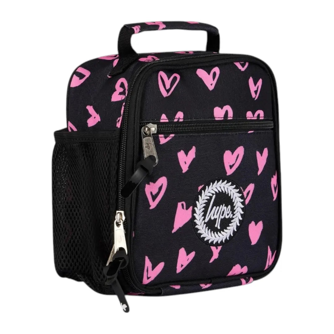 Black Pink Scribble Heart Lunch Bag HYPE