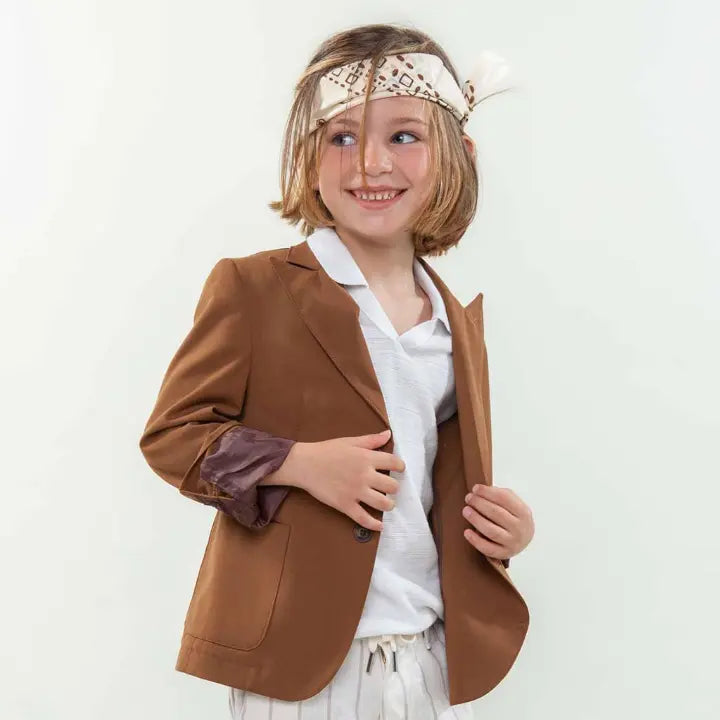 Boy 2 Buttons Jacket - Brown NUPKEET