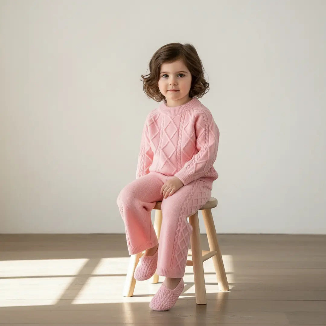 Mila Diamond Knit Set - Blush Pink ORELIE