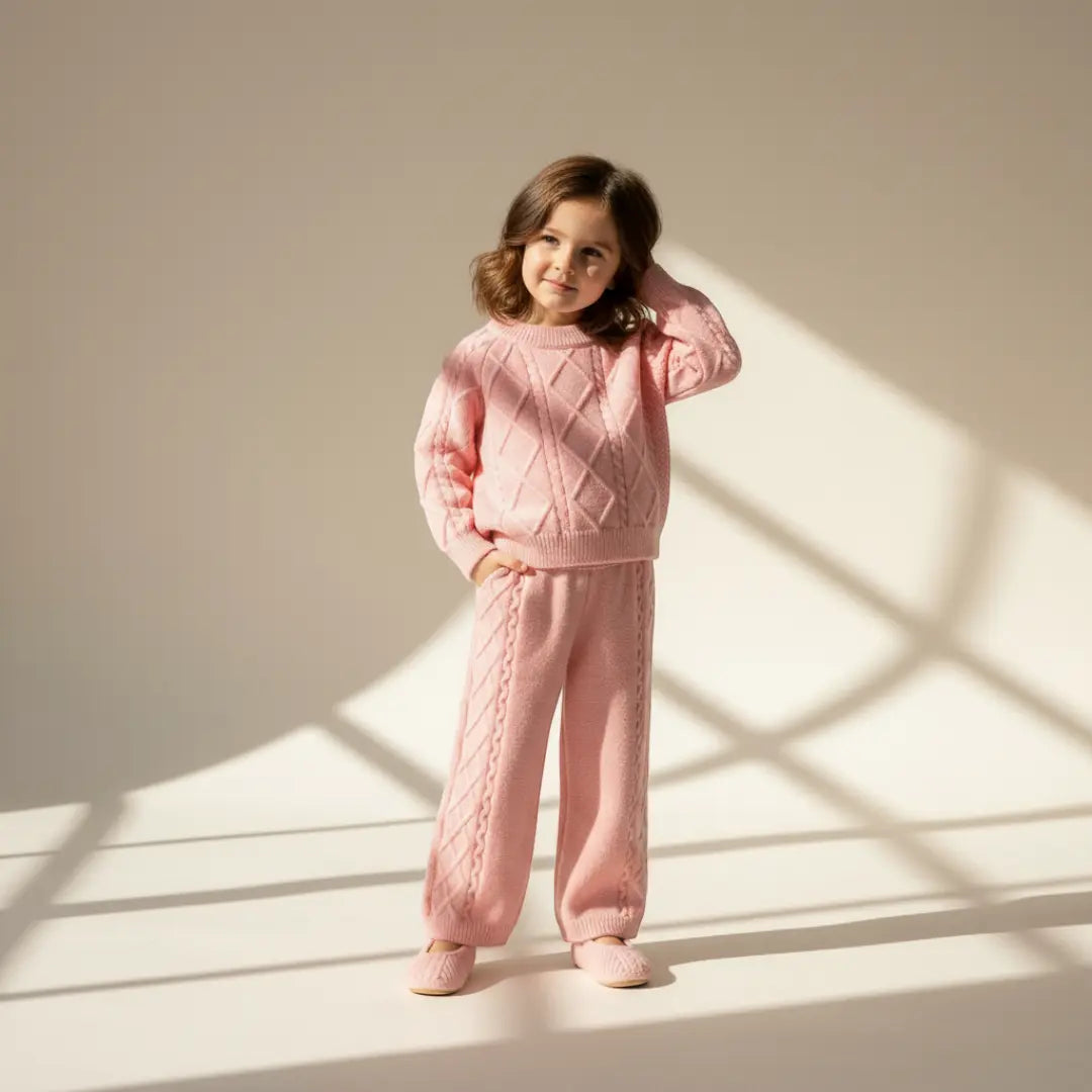 Mila Diamond Knit Set - Blush Pink ORELIE