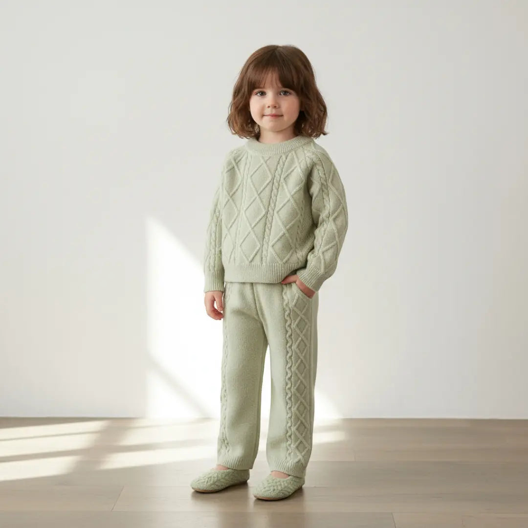 Mila Diamond Knit Set - Sage Green ORELIE