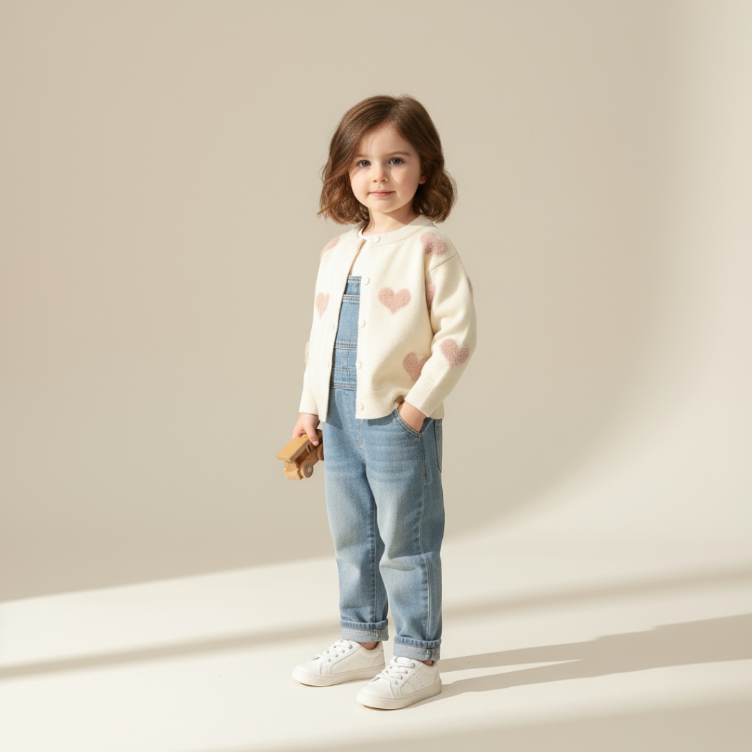 Amélie Heart Knit Cardigan - Cream