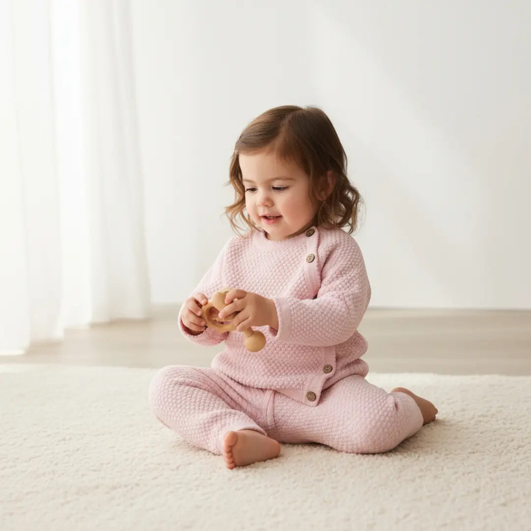 Noa Button Knit Set - Blush Pink ORELIE