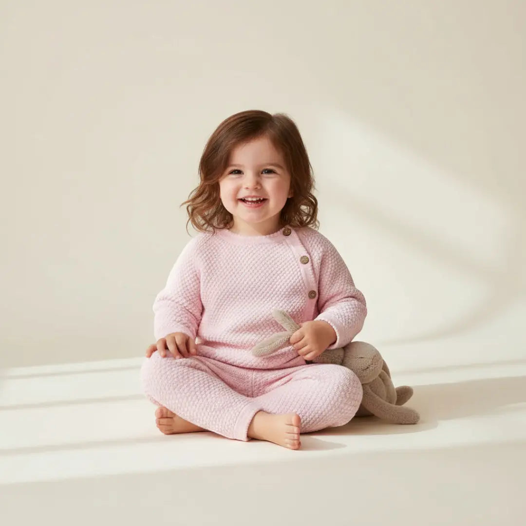 Noa Button Knit Set - Blush Pink ORELIE