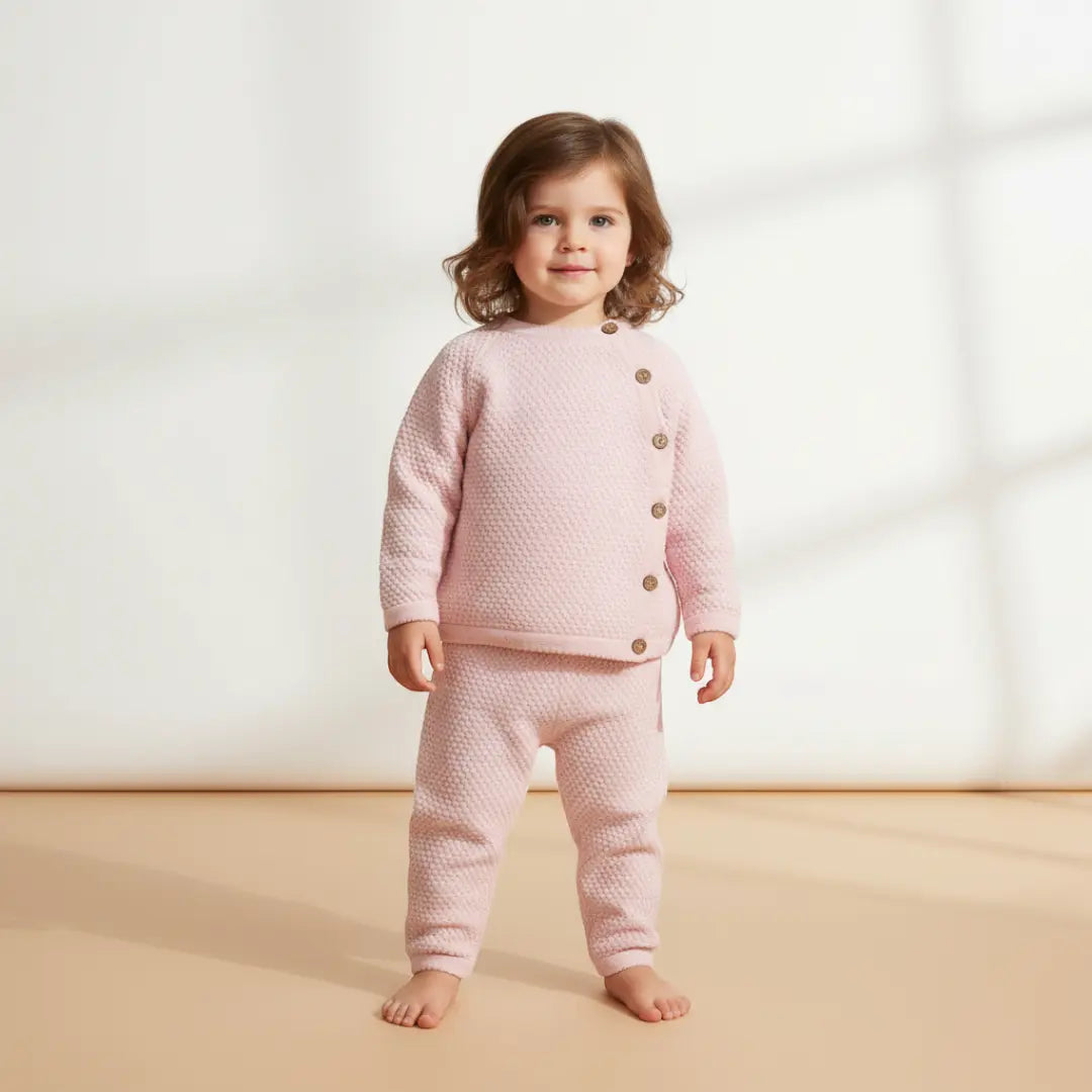 Noa Button Knit Set - Blush Pink ORELIE