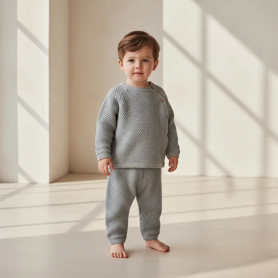 Noa Button Knit Set - Dove Grey ORELIE